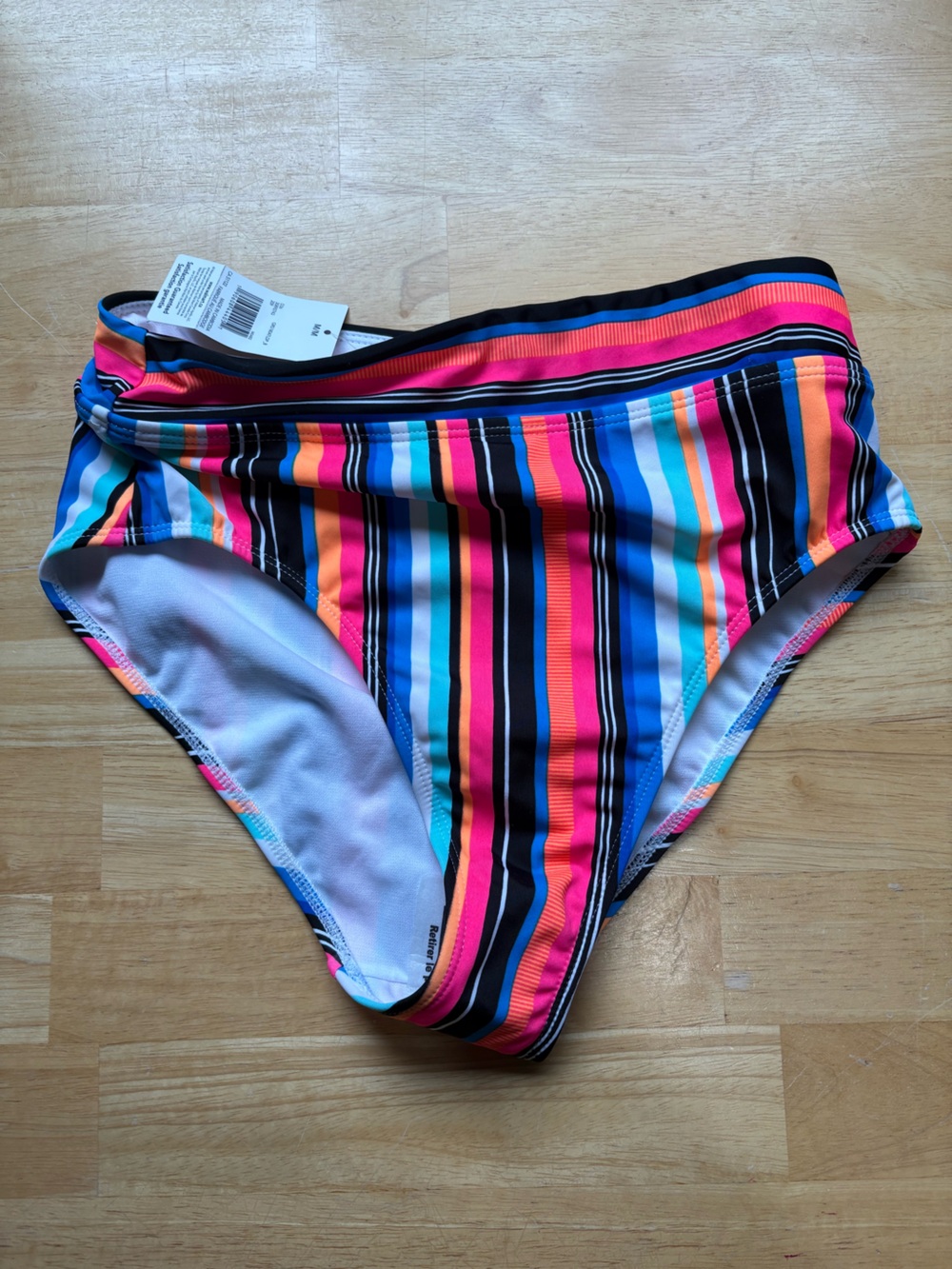 Walmart Multicolor Striped High-Waist Bikini Bottoms